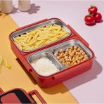 Hype Store 1392-2 Çelik Hazneli 3 Bölmeli Beslenme Lunchbox Sefer Tası - Turuncu - Standart