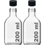 Hype Store 200 ml Yassı Şeffaf Cold Brew Şişesi Plastik Siyah Kapaklı 200 cc Soğuk Kahve Cam Şişe 2 Adet