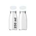 Hype Store 250 ml Şeffaf Süt, Ayran, Limonata, Meşrubat Şişesi 250 cc Plastik Kapaklı Boş Cam Şişe 2 Adet - Option-1