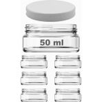 Hype Store 50 ml Şeffaf Krem Cam Kavanoz Plastik Beyaz Kapaklı 6 Adet (50 cc (Krem)) - Standart