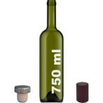 Hype Store 750 ml Yeşil Şarap Şişesi Sentetik Mantar Tıpalı ve Kapüşonlu Boş Çukur Cam Şişe 2 Adet