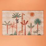 Hype Store Bella Maıson Safari Kids Hayvan BASKILI%100 Polyester Kilim, Somon, 80X150 cm
