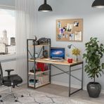 Hype Store CLM108 Ceviz Metal Kitaplıklı Çalışma Masası - Abanoz - Option-1