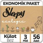 Hype Store Ecologic Ekonomik Paket Külot Bez 3 Numara 56 Adet - Çok Renkli - Standart