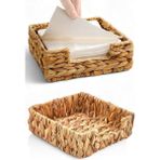 Hype Store El Yapımı Örme Doğal Su Sümbülü Hasır Peçetelik (19 * 19 * 7cm) - Yemek Masası Üstü Kağıt Peçetelik - 19 x 7 cm