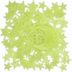 Hype Store Giraffe Sticker Karanlıkta Parlayan Fosforlu Ay ve Yıldız Tasarımlı Dekoratif (200 Adet Yıldız) - Çok Renkli - Standart