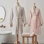 Hype Store Home Carli 4 Parça Bornoz/baş Havlusu Aile Banyo Seti Pudra Gri - Standart - Çok Renkli