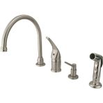 Hype Store KB828 K8 Chatham Lever Handle Kitchen Musluk With Spray ve Sıvı Sabun Dispenseri, Saten Nikel - Ahşap