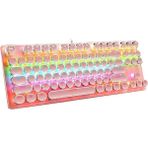 Hype Store Leaven K550 Kablolu Pembe Daktilo Tarzı Mekanik Klavye Su Geçirmez RGB Işıklı - Standart