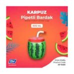 Hype Store Marka Karpuz Desenli Pipetli Bardak, 900 ml Kapasiteli, Çok Renkli - Option-1 - 0 - Siyah