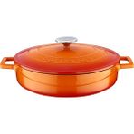 Hype Store Metal Döküm Çok Amaçlı Yayvan Tencere, Trendy, 28 Cm, 3.51 L Hacim, Turuncu - Standart