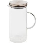 Hype Store Metal Kapaklı Cam Sürahi – 1500 ml Isıya Dayanıklı Şeffaf Cam, Ergonomik Kulplu, Soğuk ve Sıcak Içec - Standart