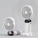 Hype Store Mini El Fanı 5 Kademeli Dijital LED Göstergeli Boyun Askılı Mini Klima Vantilatör Beyaz