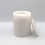 Hype Store No: 5 Mermer Mum Oryantal ve Odunsu Kokulu Tasarım Dekoratif Mermer Soya Mumu - 220GR (Beyaz) - Option-1