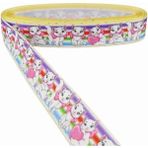 Hype Store Parti Vitrini Kalpli Beyaz Kedi Resimli Grogren Kurdela 2.5 Cm-1 Metre