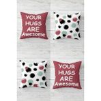 Hype Store Pelangi Your Hugs Are Awesome Sevgili Gizli Fermuarlı Kırlent Kılıfı Koltuk Yastık Kılıfı TAKIM(4ADET), Bordo-Yeşil 43 x 43 - Option-1 - 001-Renkli