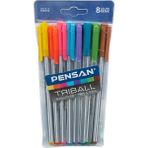 Hype Store Pensan Triball Tükenmez Kalem Renkli 8'li Vakumlu, Açık Yeşil/kahve/kırmızı/mavi/mavi&yeşil/mor/pemb - Standart
