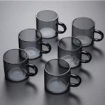 Hype Store Renovon 6 Adet 113ML Cam Füme Renk Fincan Espresso Kahve Fincanı Isıya Dayanıklı Çay Seti Çay Fincan - Standart