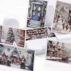 Hype Store Simli Kartpostal, Yılbaşı, Kış Sokakları Set (6 Adet) - Çok Renkli - Standart