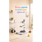 HYPER GROUP Pandalı Çocuk Banyo Taburesi Ayarlanabilir Tutma Destekli Kaymaz Tabanlı Duş Oturağı