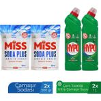 Hyper Hypo Soda Plus 500 gr x 2 Adet + Hyper Hypo Ultra Çamaşır Suyu Çam Tazeliği 750 gr x 2 Adet - 750 ml