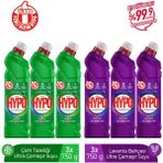 Hyper Hypo Ultra Çamaşır Suyu 3 Çam ve 3 Lavanta 750 gr x 6 Konsantre Koku ve Hijyen - 750 ml