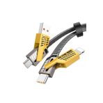 HyperAge 4 in 1 Arada Şarj Kablosu iPhone Samsung Macbook Tablet Type-C Hızlı 65W PD Örgülü Çoklu Kablo 1.2m