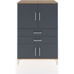 Hyperion Dolap 2 Raflı 2 Çekmeceli 4 Kapaklı 88X44X134 Çam-Antrasit - Atlas Çam