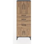Hyperion Dolap 3 Raflı 2 Çekmeceli 4 Kapaklı 60X44X163 Antrasit-Çam