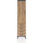 Hyperion Dolap 3 Raflı 4 Çekmeceli Tek Kapaklı 44X44X195 Antrasit-Çam