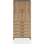 Hyperion Dolap 3 Raflı 5 Çekmeceli 2 Kapaklı 88X44X195 Antrasit-Çam