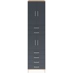 Hyperion Dolap 3 Raflı 6 Çekmeceli 4 Kapaklı 60X44X243 Çam-Antrasit - Atlas Çam