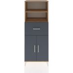 Hyperion Dolap 3 Raflı Tek Çekmeceli 2 Kapaklı 60X44X163 Çam-Antrasit - Atlas Çam