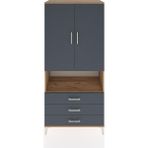 Hyperion Dolap 4 Raflı 3 Çekmeceli 2 Kapaklı 88X44X195 Çam-Antrasit - Atlas Çam