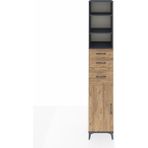 Hyperion Dolap 4 Raflı 3 Çekmeceli Tek Kapaklı 44X44X243 Antrasit-Çam