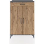 Hyperion Dolap Tek Raflı 2 Çekmeceli 2 Kapaklı 88X44X134 Antrasit-Çam