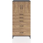 Hyperion Dolap Tek Raflı 5 Çekmeceli 2 Kapaklı 88X44X182 Antrasit-Çam