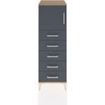 Hyperion Dolap Tek Raflı 5 Çekmeceli Tek Kapaklı 44X44X134 Çam-Antrasit - Atlas Çam