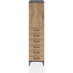 Hyperion Dolap Tek Raflı 6 Çekmeceli Tek Kapaklı 44X44X182 Antrasit-Çam