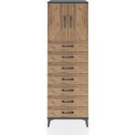 Hyperion Dolap Tek Raflı 7 Çekmeceli 2 Kapaklı 60X44X182 Antrasit-Çam