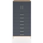 Hyperion Dolap Tek Raflı 7 Çekmeceli 2 Kapaklı 88X44X182 Çam-Antrasit - Atlas Çam