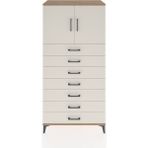Hyperion Dolap Tek Raflı 7 Çekmeceli 2 Kapaklı 88X44X182 Çam-Aytaşı - Atlas Çam