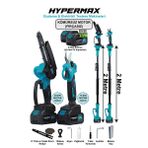 Hypermax 3’Lü Set Çift Akülü 10 Pilli Kömürsüz Teleskopik Kollu Bağ Budama Makası Ve Budama Testeresi