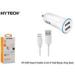 Hytech HY-A49 Beyaz Type-C Kablo 2.1A 2- USB Araç Şarj Cihazı