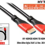 Hytech HY-HDM20 20 mt Altın Uçlu 4K 1.4 3D HDMI Kablo