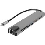 Hytech HY-USBC83 4K@30Hz Gri Metal 2xusb3.0, 1xusb2.0, 1000MBPS Pd, Typec Data, Sd/tf Kart Okuyucu T