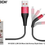 Hytech HY-X230 Kırmızı Siyah 1.2M 3A Micro USB