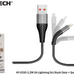 Hytech HY-X330 1.2 m 3A Lightning Gri-Siyah Data Kablosu