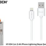 Hytech HY-X98 2m 2.4A iPhone Lightning Beyaz Şarj Kablosu