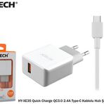 Hytech HY XE35 Quick Charge QC 3.0 2.4A Beyaz Gri Type-C Kablo